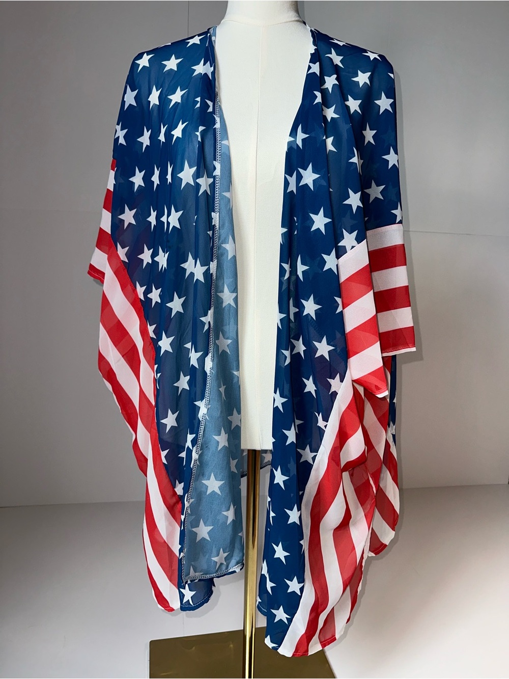 American Flag Star & Stripe Kimono Wrap - Red, White & Blue